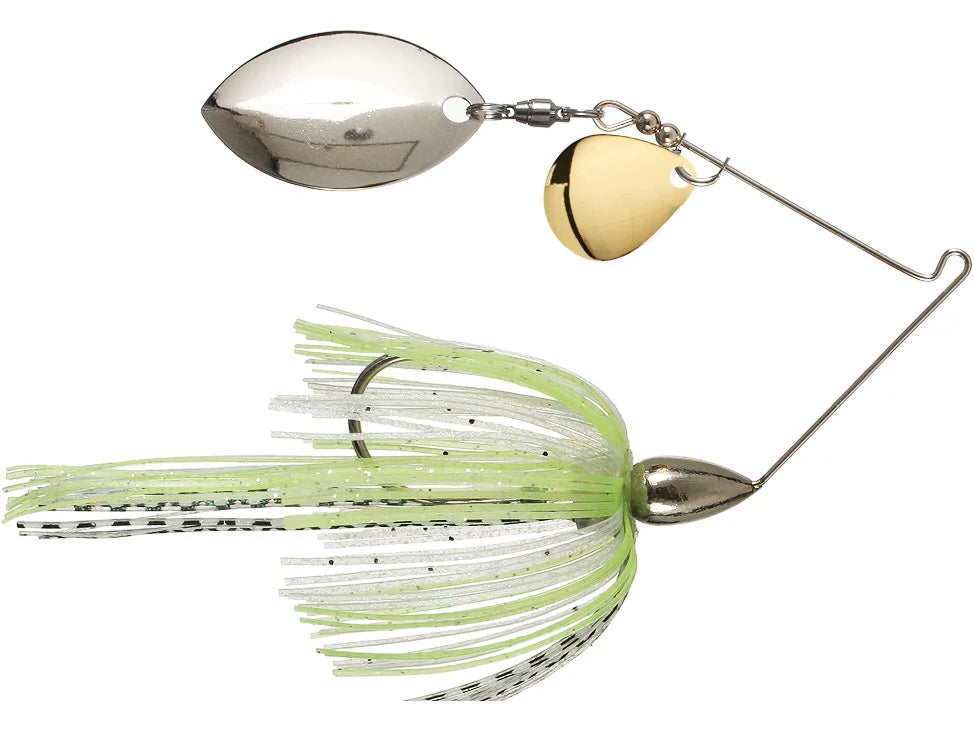 War Eagle Gold Frame Hammered Double Willow Spinnerbait White