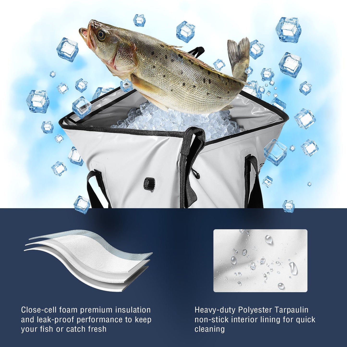 48x18'' Leakproof Fish Cooler Bag With Waterproof Zipper