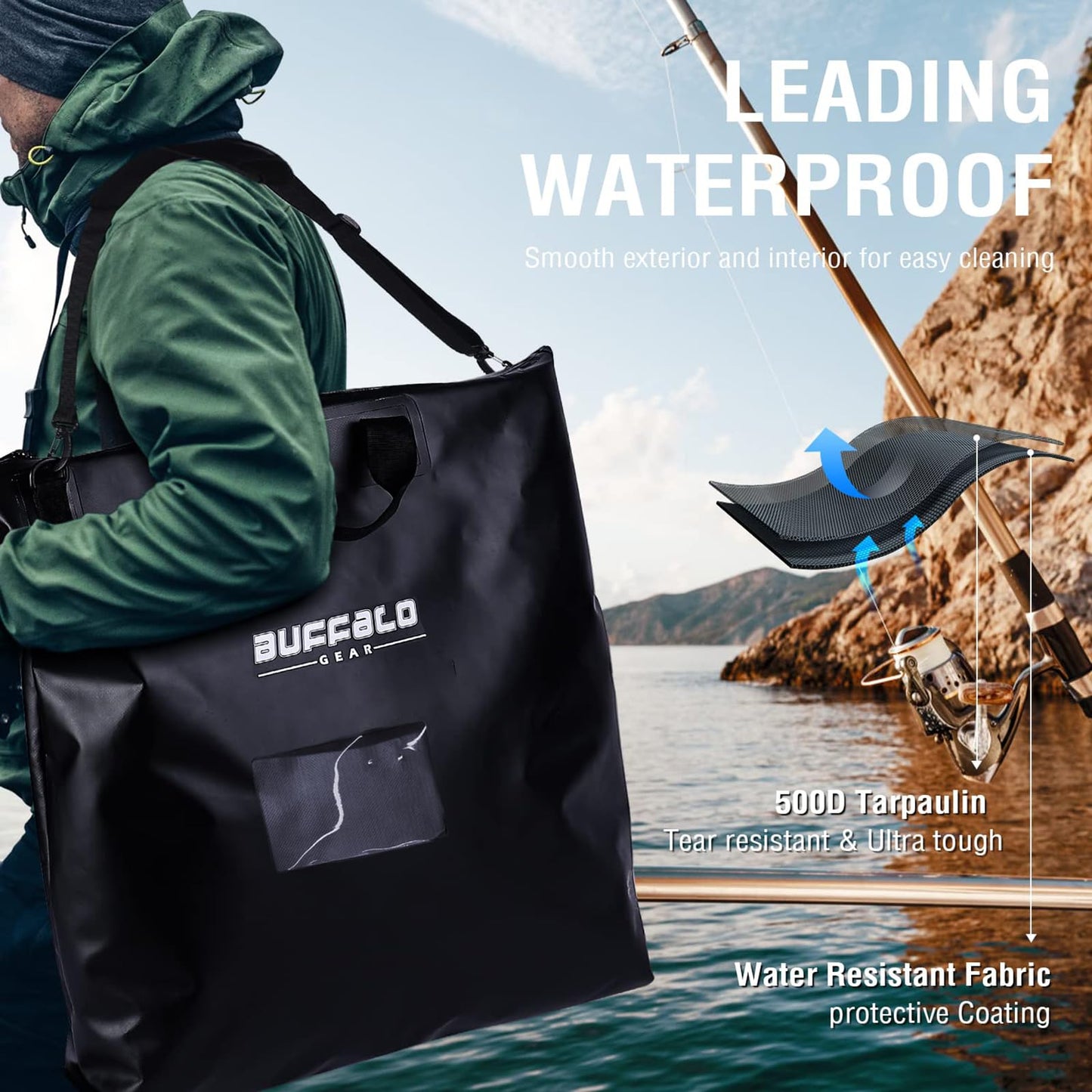 25'' Waterproof Fish Bag with Aerator Pocket