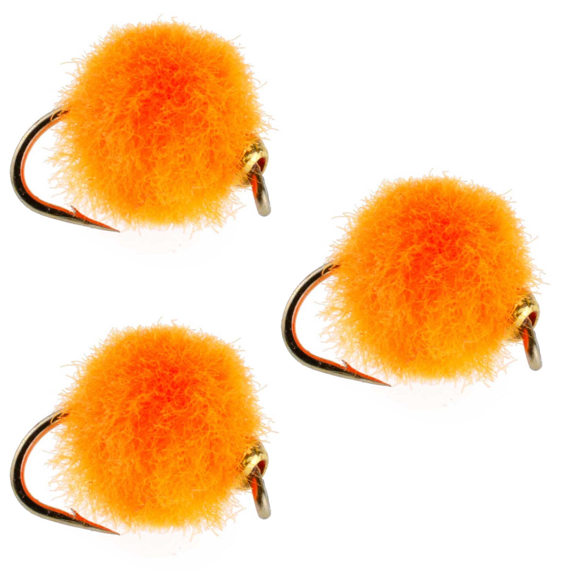 3 Pack Bead Head Hot Orange Egg Fly Fishing Flies