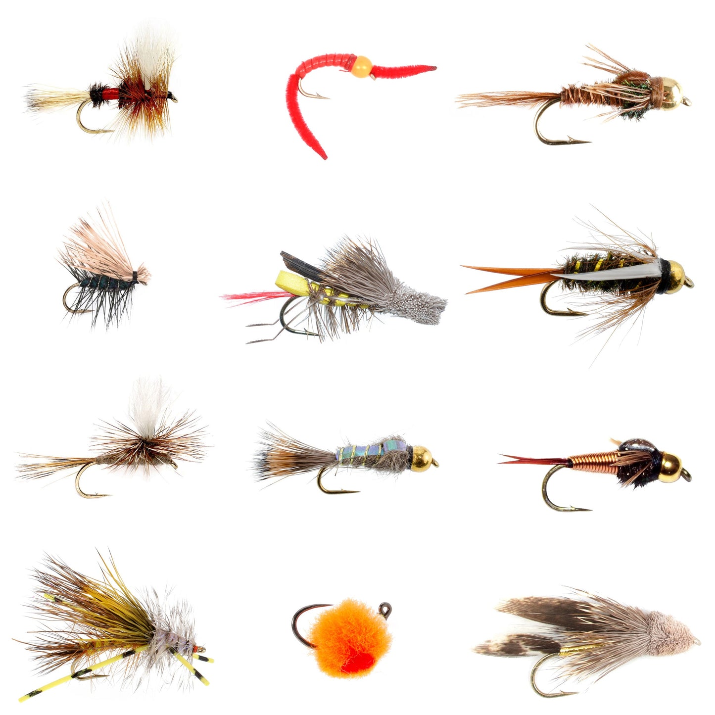 Trout Flies Assortment - 12 Flies for Trout Fly Fishing with Fly Box - Essential Dry and Wet Fly Selection