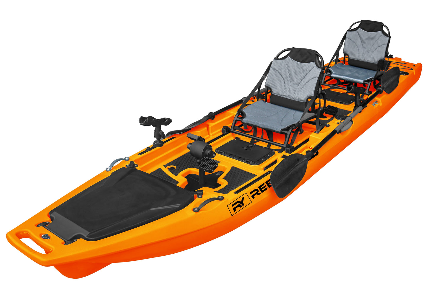Rocket 13.8ft Tandem Prop Drive | Modular Kayak | Reel Yaks Papaya / in 8