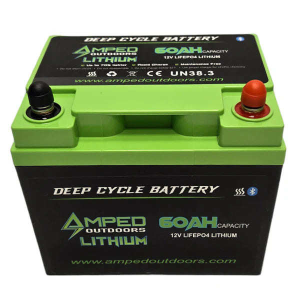 AMPED OUTDOOR 12V 60AH LITHIUM BATTERY WITH CHARGER