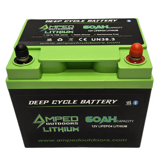 AMPED OUTDOOR 12V 60AH LITHIUM BATTERY WITH CHARGER